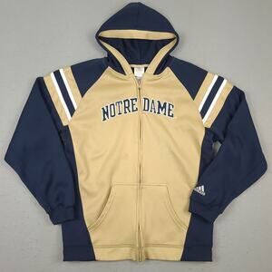Notre Dame Full Zip Hoodie Youth Large 14/16 Adidas Blue NCAA Logo Warm Casual